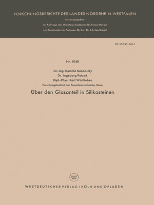 cover image of Über den Glasanteil in Silikasteinen